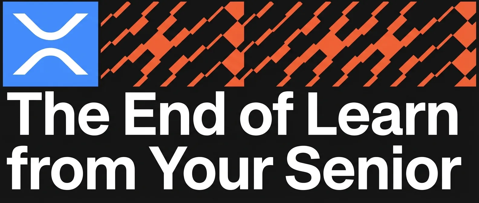 Title graphic reading 'The End of Learn from Your Senior' with a blue wave icon and an orange geometric pattern on black